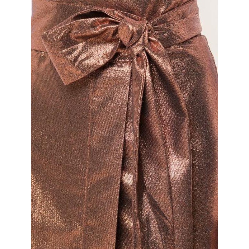 Kamperett Florence Skirt Copper Metallic Wrap Pleated Midi High Rise Small Usa — image 3 of 8